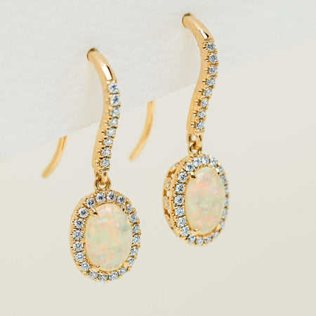 18ct Yellow Gold .81ct Opal & Diamond Sierra Earrings - Earrings - Walker & Hall