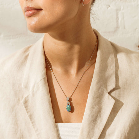 Deja Vu Platinum 4.11ct Opal & Diamond Pendant - Necklace - Walker & Hall