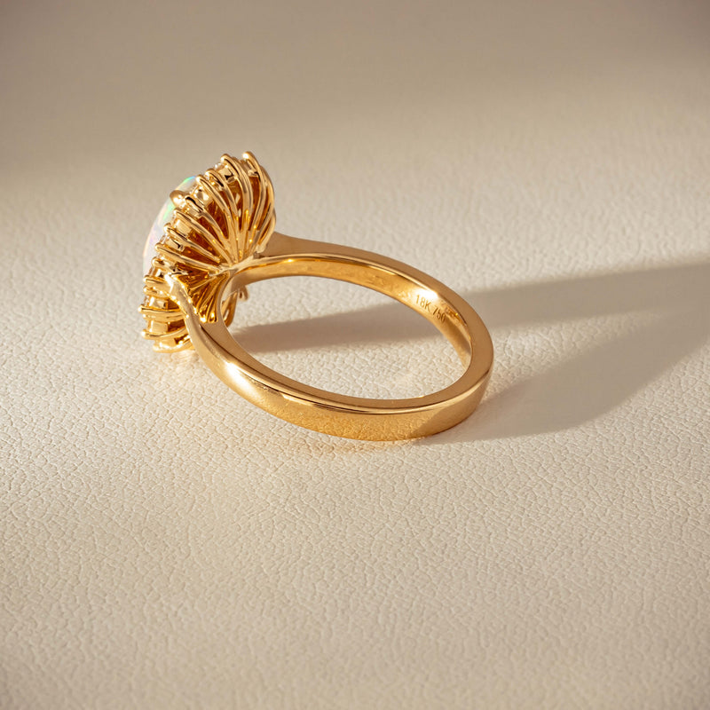 18ct Yellow Gold 1.70ct Opal & Diamond Belle Ring - Ring - Walker & Hall