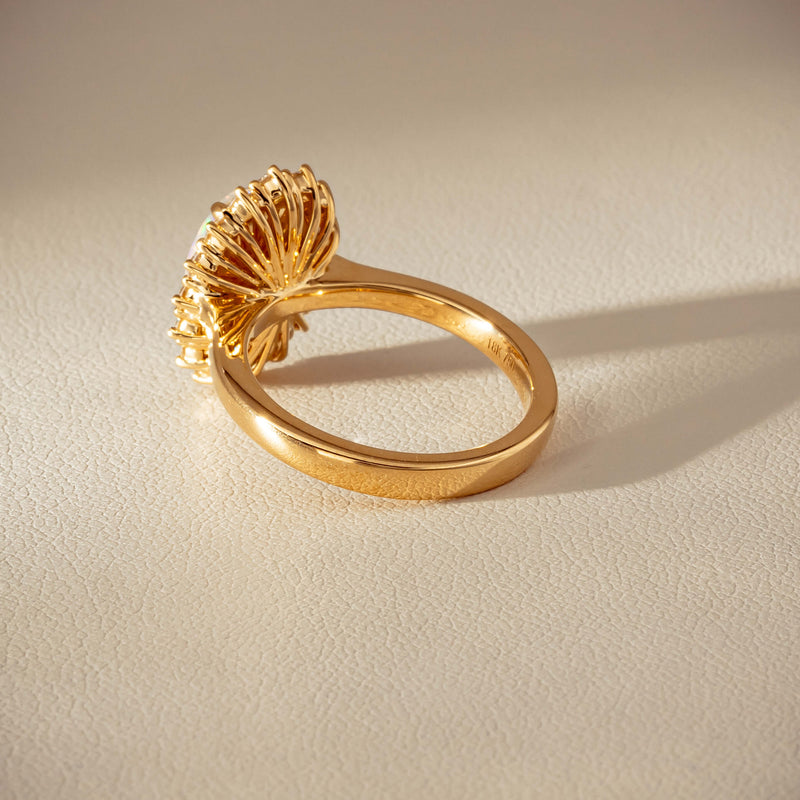 18ct Yellow Gold 1.70ct Opal & Diamond Belle Ring - Ring - Walker & Hall