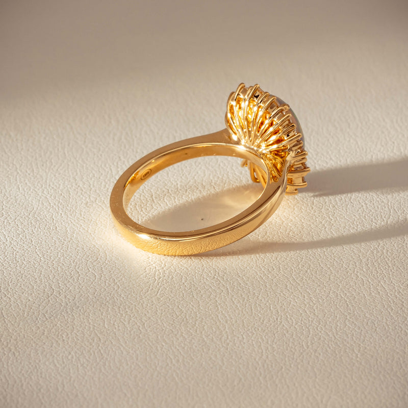 18ct Yellow Gold 1.70ct Opal & Diamond Belle Ring - Ring - Walker & Hall