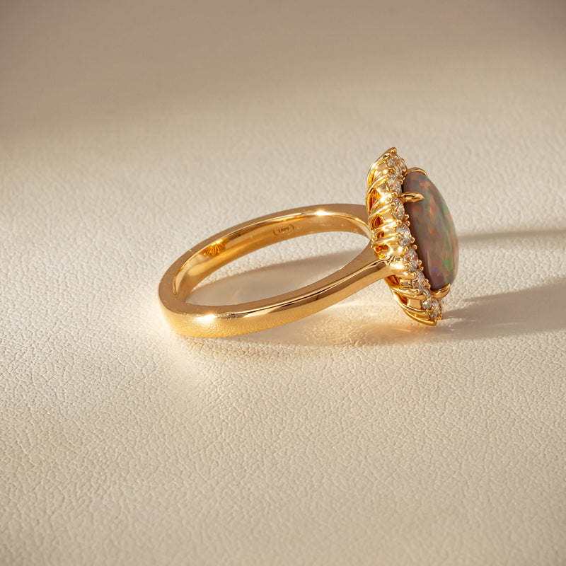 18ct Yellow Gold 1.70ct Opal & Diamond Belle Ring - Ring - Walker & Hall