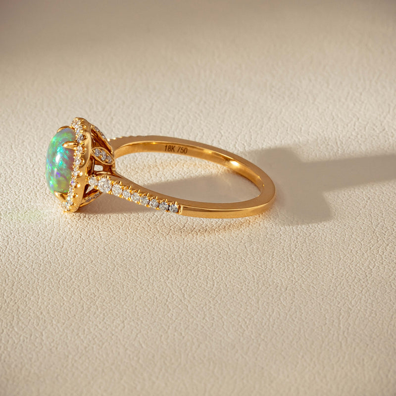 18ct Yellow Gold 1.25ct Opal & Diamond Mini Sierra Ring - Ring - Walker & Hall