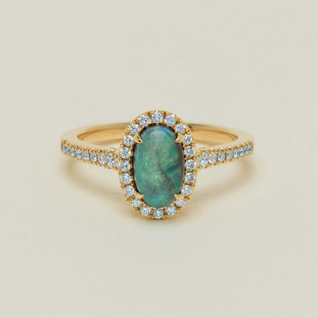 18ct Yellow Gold 1.21ct Opal & Diamond Mini Sierra Ring - Ring - Walker & Hall