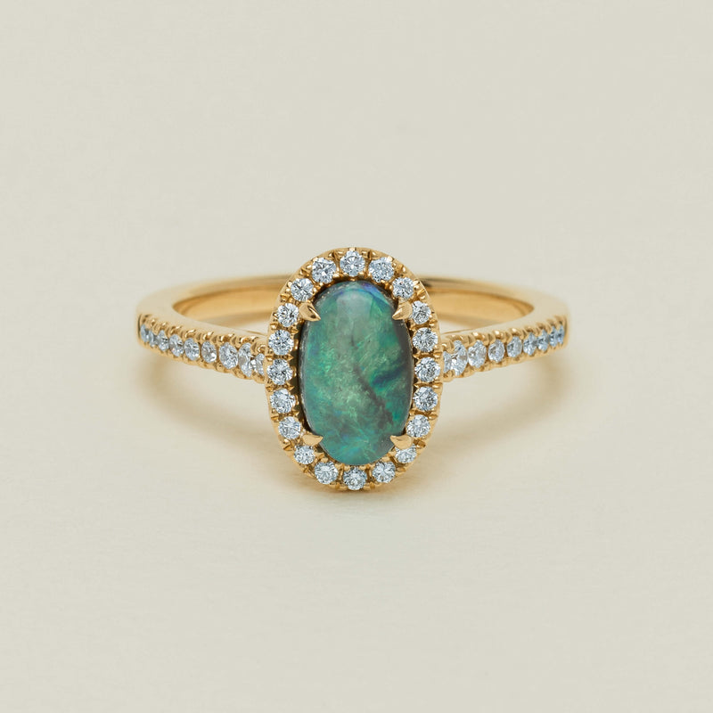 18ct Yellow Gold 1.21ct Opal & Diamond Mini Sierra Ring - Ring - Walker & Hall