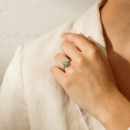 18ct Yellow Gold 1.21ct Opal & Diamond Mini Sierra Ring - Ring - Walker & Hall