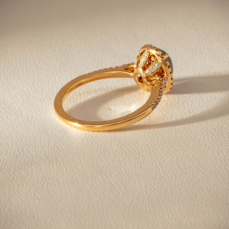 18ct Yellow Gold 1.25ct Opal & Diamond Mini Sierra Ring - Ring - Walker & Hall