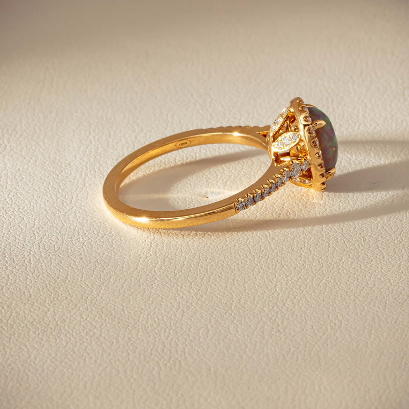 18ct Yellow Gold 1.25ct Opal & Diamond Mini Sierra Ring - Ring - Walker & Hall