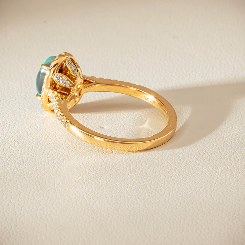 18ct Yellow Gold 1.21ct Opal & Diamond Mini Sierra Ring - Ring - Walker & Hall