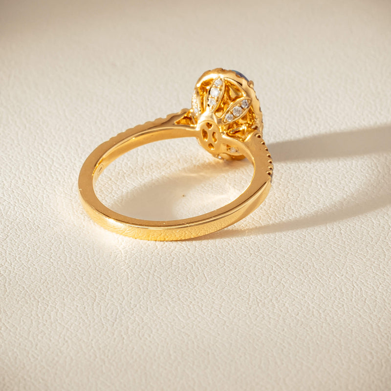 18ct Yellow Gold 1.21ct Opal & Diamond Mini Sierra Ring - Ring - Walker & Hall