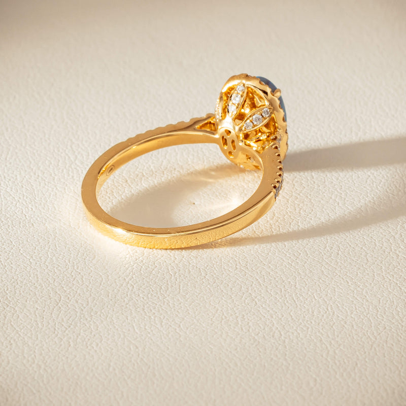 18ct Yellow Gold 1.21ct Opal & Diamond Mini Sierra Ring - Ring - Walker & Hall