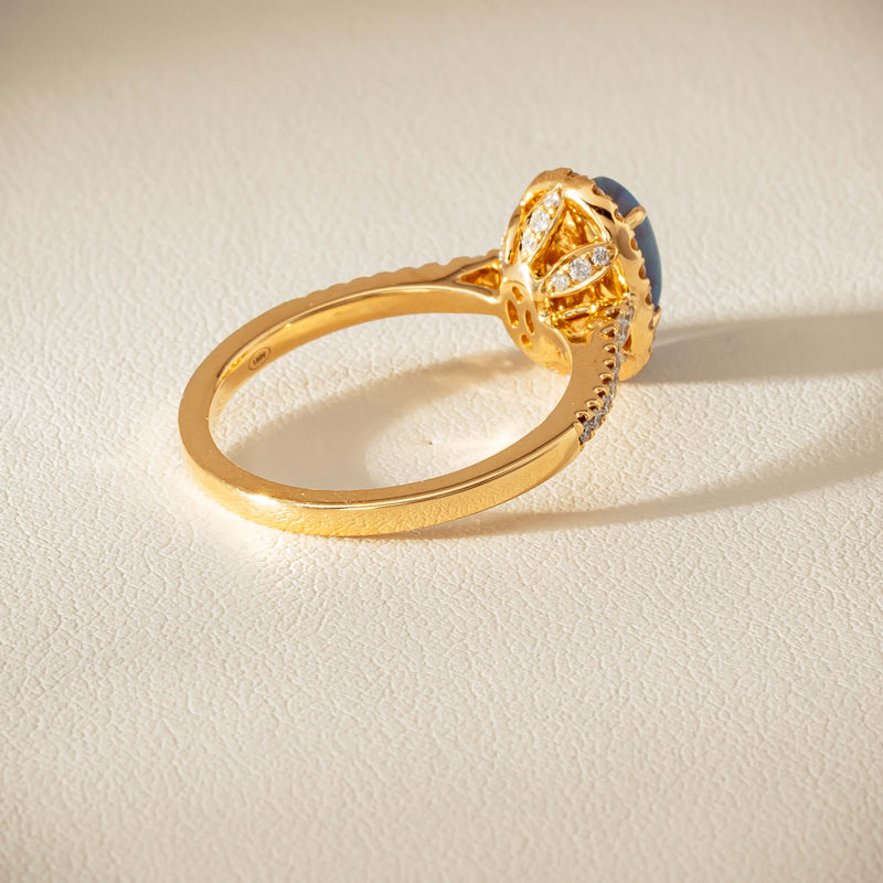 18ct Yellow Gold 1.21ct Opal & Diamond Mini Sierra Ring - Ring - Walker & Hall