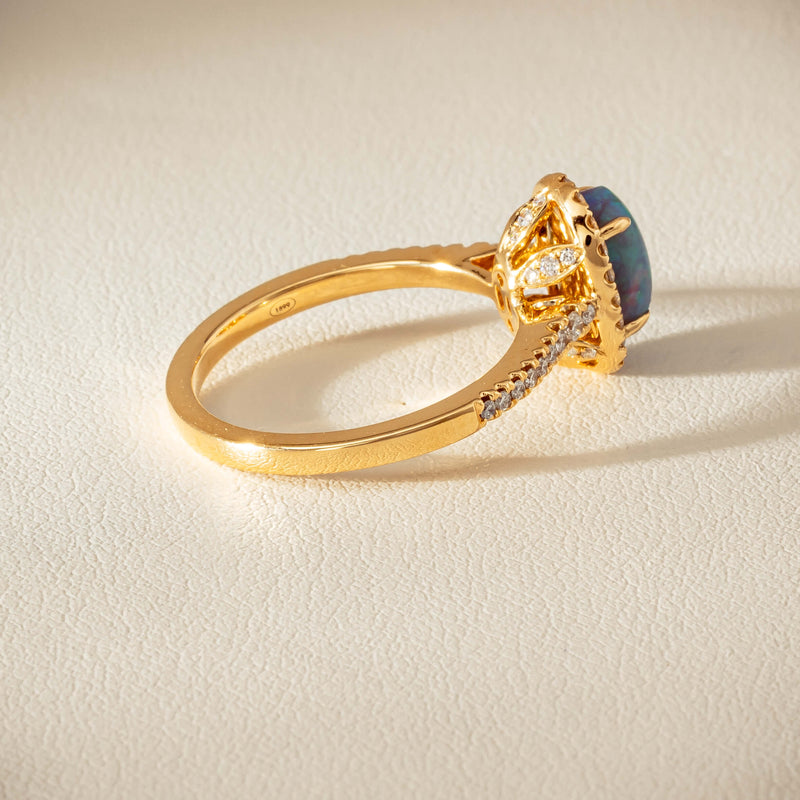 18ct Yellow Gold 1.21ct Opal & Diamond Mini Sierra Ring - Ring - Walker & Hall