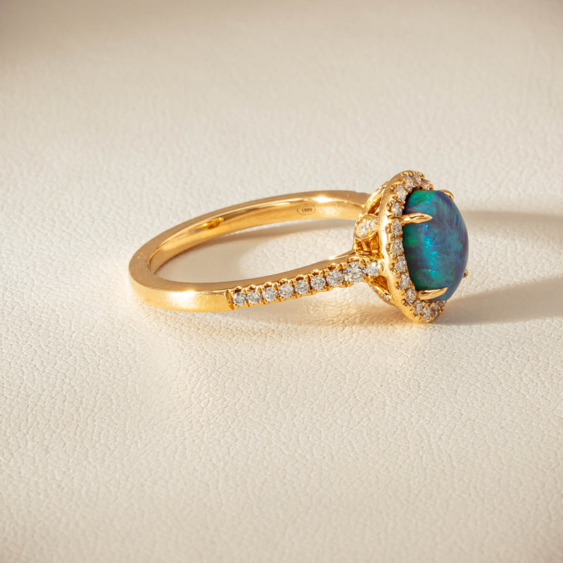 18ct Yellow Gold 1.21ct Opal & Diamond Mini Sierra Ring - Ring - Walker & Hall