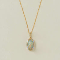 18ct Yellow Gold 1.95ct Opal & Diamond Sierra Pendant - Necklace - Walker & Hall