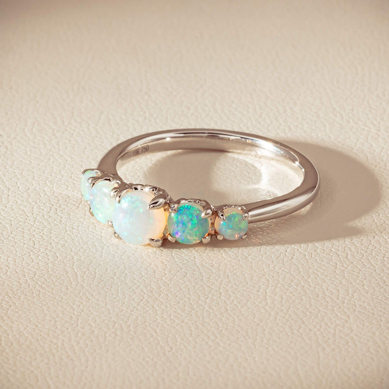 18ct White Gold Five Stone Opal Octavia Ring - Ring - Walker & Hall