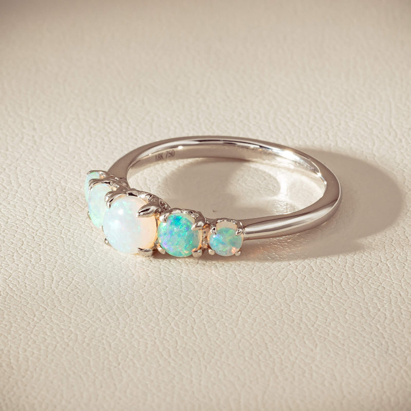 18ct White Gold Five Stone Opal Octavia Ring - Ring - Walker & Hall