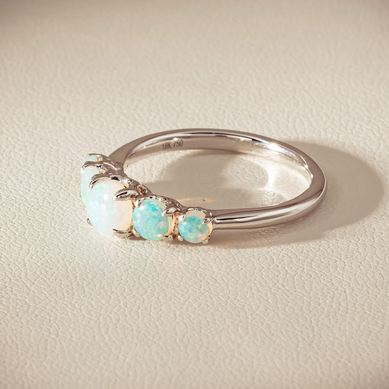 18ct White Gold Five Stone Opal Octavia Ring - Ring - Walker & Hall