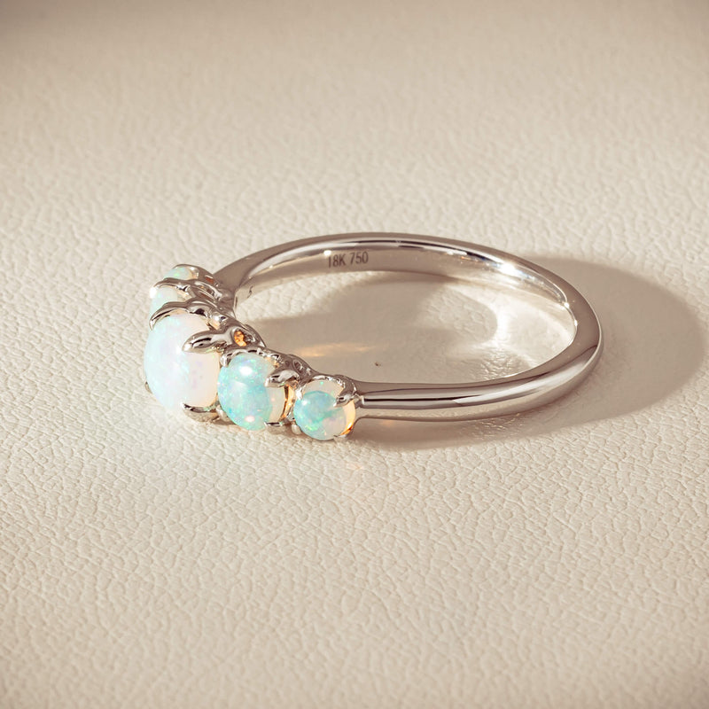 18ct White Gold Five Stone Opal Octavia Ring - Ring - Walker & Hall