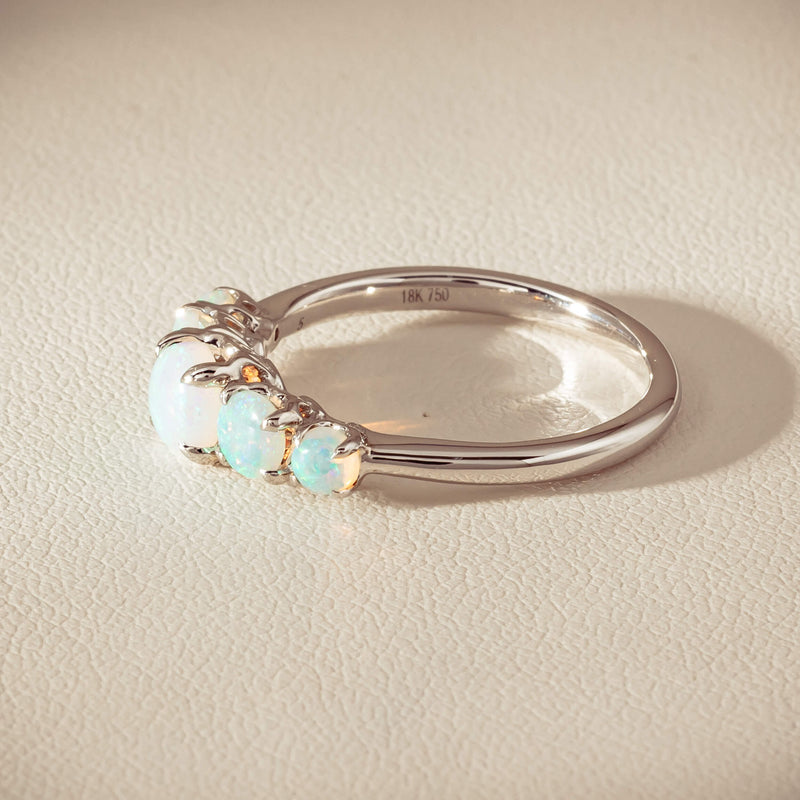 18ct White Gold Five Stone Opal Octavia Ring - Ring - Walker & Hall
