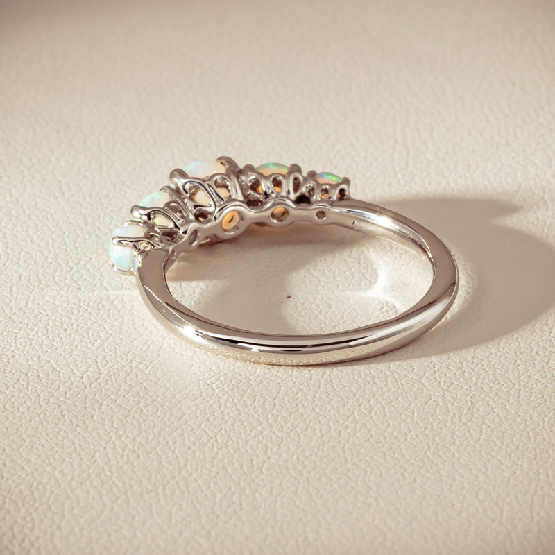 18ct White Gold Five Stone Opal Octavia Ring - Ring - Walker & Hall