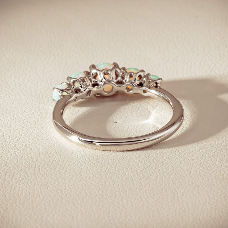 18ct White Gold Five Stone Opal Octavia Ring - Ring - Walker & Hall