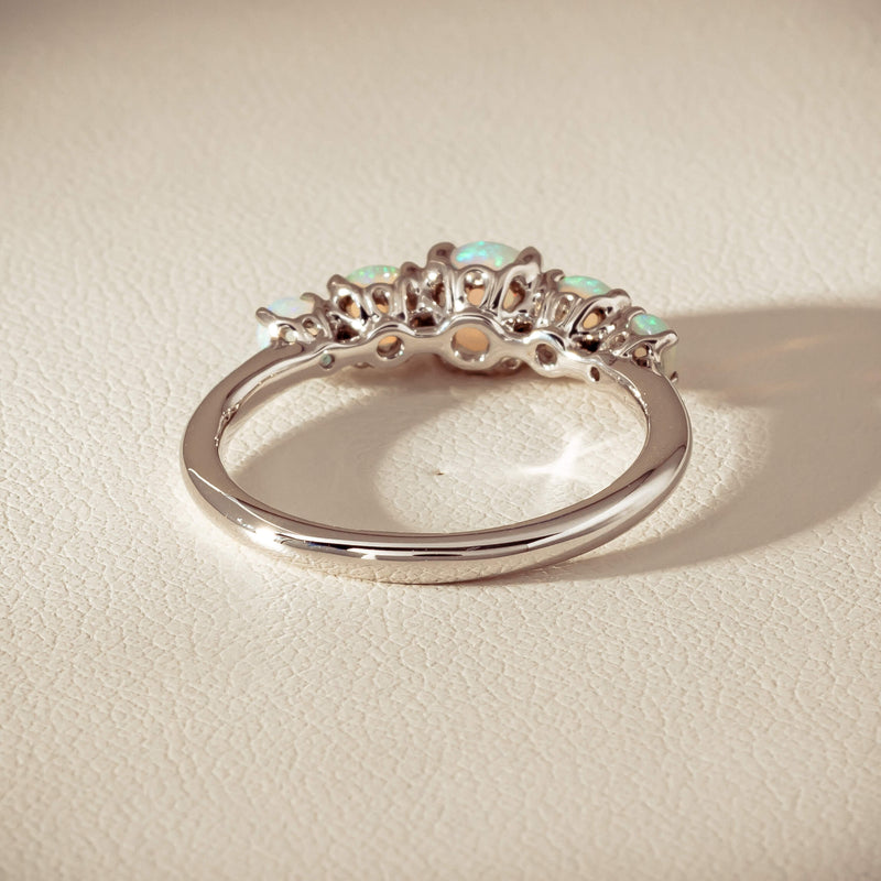 18ct White Gold Five Stone Opal Octavia Ring - Ring - Walker & Hall