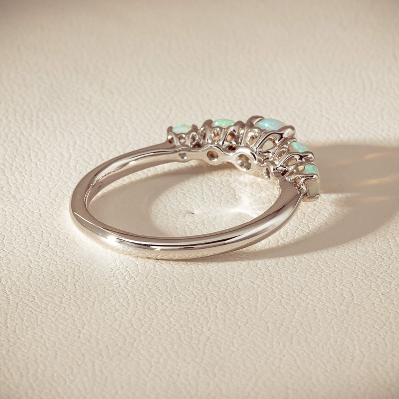 18ct White Gold Five Stone Opal Octavia Ring - Ring - Walker & Hall