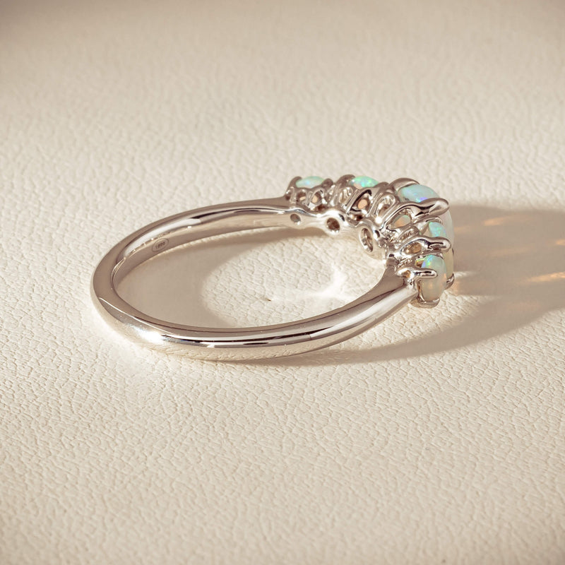 18ct White Gold Five Stone Opal Octavia Ring - Ring - Walker & Hall