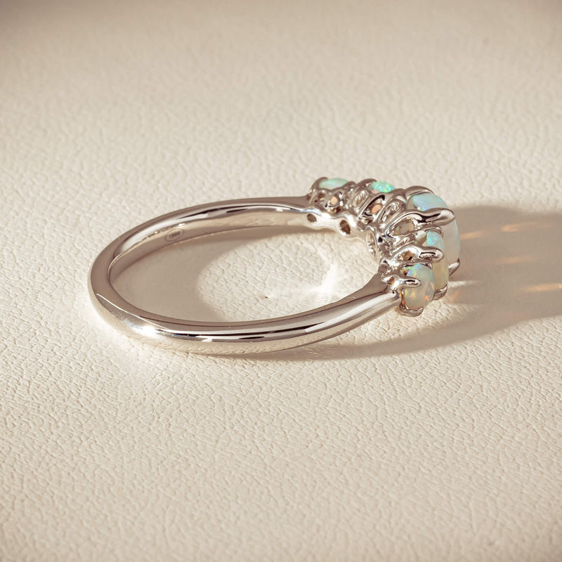 18ct White Gold Five Stone Opal Octavia Ring - Ring - Walker & Hall