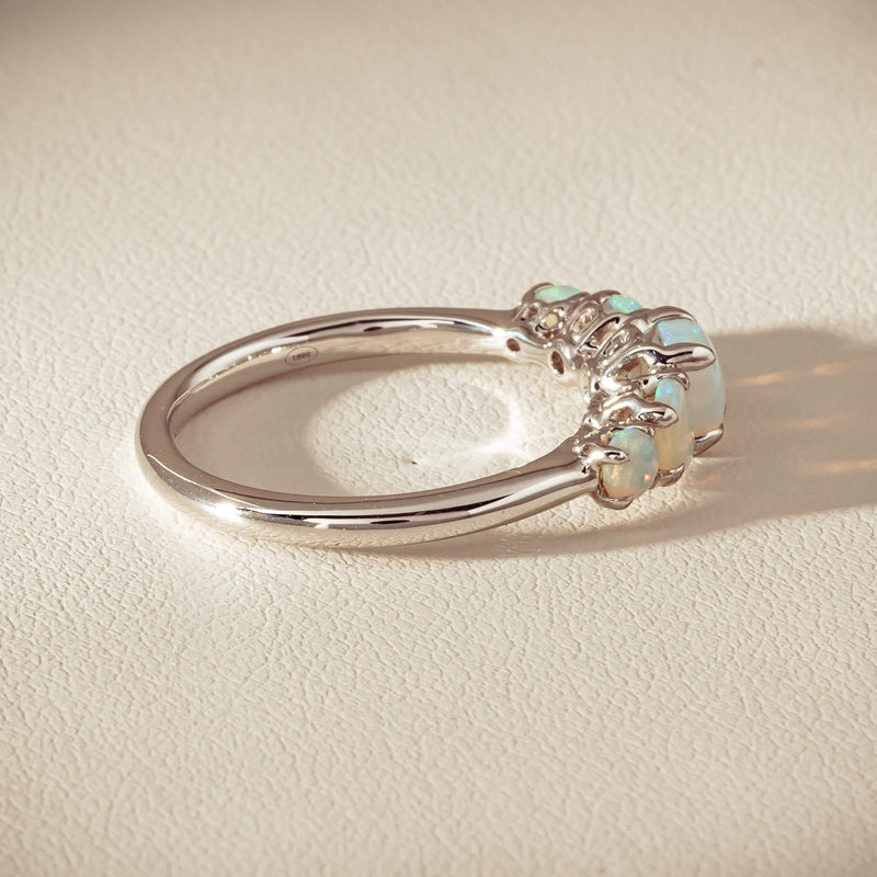 18ct White Gold Five Stone Opal Octavia Ring - Ring - Walker & Hall