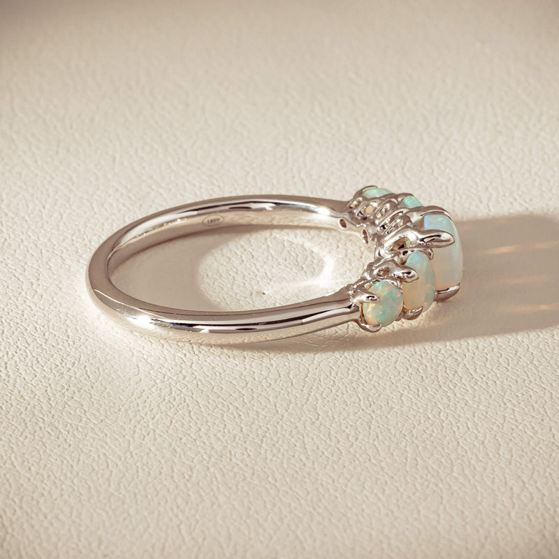 18ct White Gold Five Stone Opal Octavia Ring - Ring - Walker & Hall