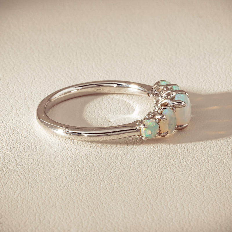 18ct White Gold Five Stone Opal Octavia Ring - Ring - Walker & Hall