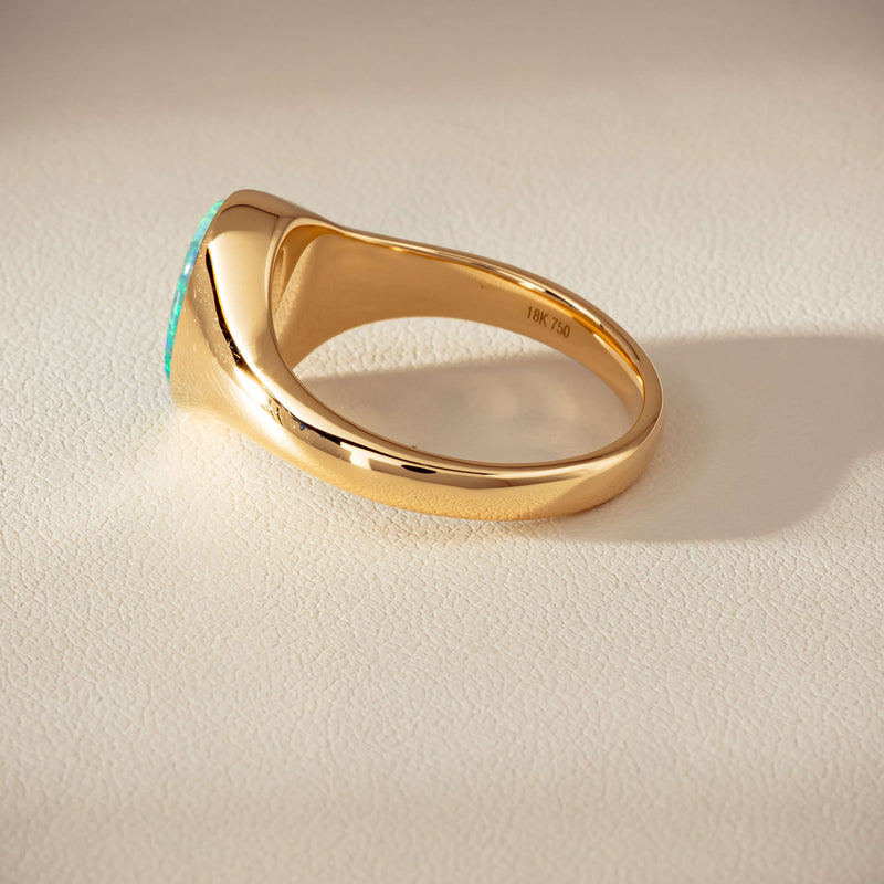 18ct Yellow Gold 2.11ct Opal Mens Signet Ring - Ring - Walker & Hall