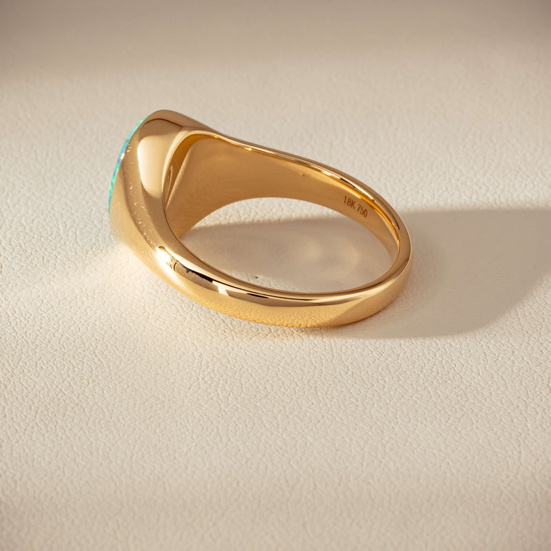 18ct Yellow Gold 2.11ct Opal Mens Signet Ring - Ring - Walker & Hall