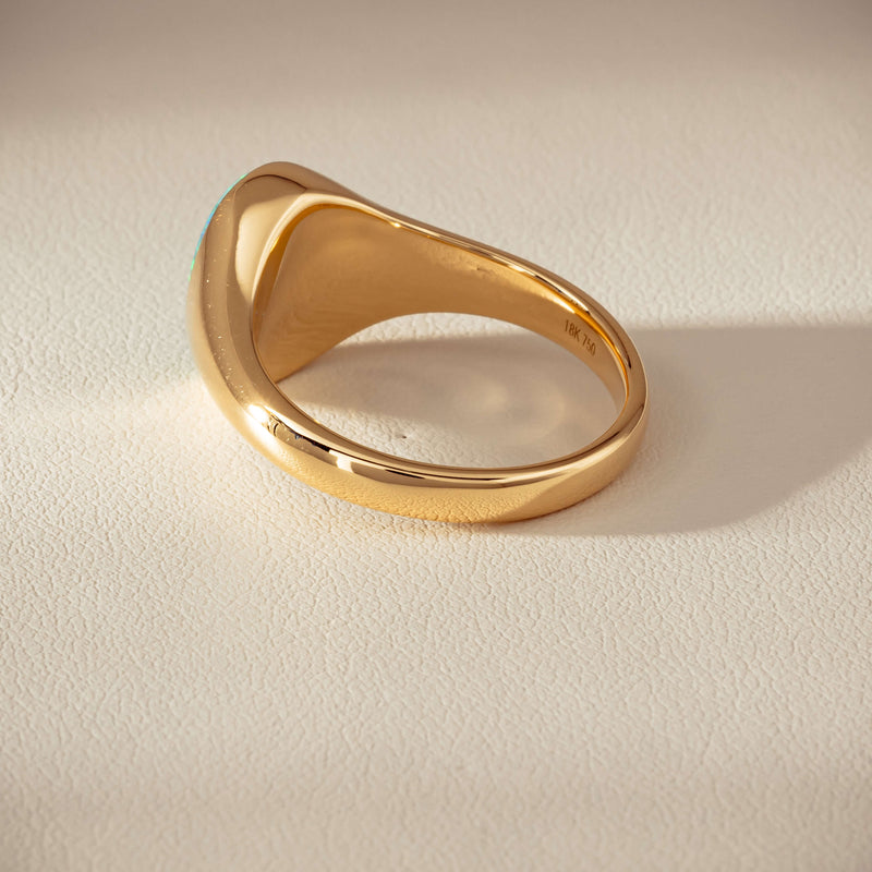 18ct Yellow Gold 2.11ct Opal Mens Signet Ring - Ring - Walker & Hall