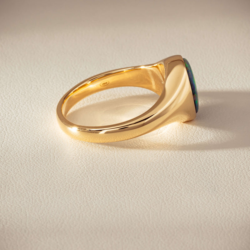 18ct Yellow Gold 2.11ct Opal Mens Signet Ring - Ring - Walker & Hall