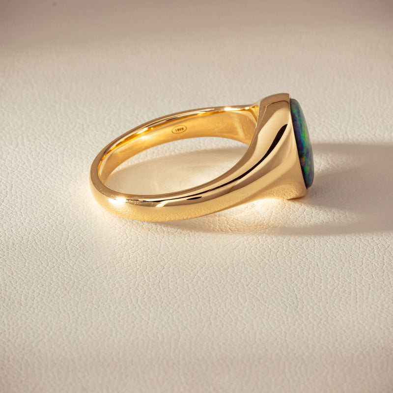 18ct Yellow Gold 2.11ct Opal Mens Signet Ring - Ring - Walker & Hall