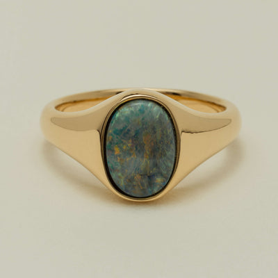 18ct Yellow Gold 2.11ct Opal Mens Signet Ring - Ring - Walker & Hall