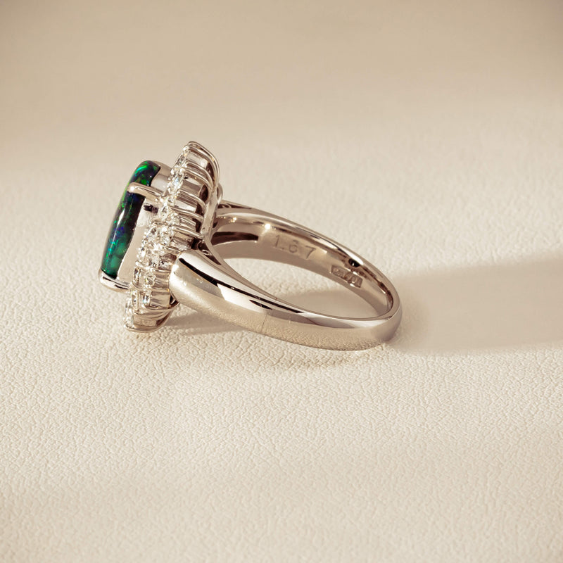 Deja Vu Platinum 1.67ct Opal & Diamond Cluster Ring - Ring - Walker & Hall