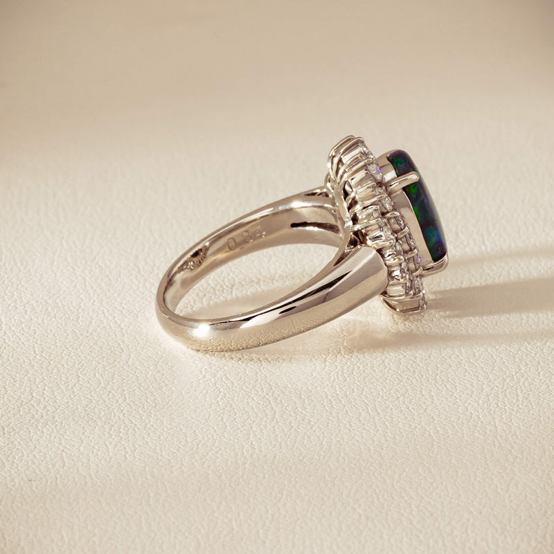 Deja Vu Platinum 1.67ct Opal & Diamond Cluster Ring - Ring - Walker & Hall