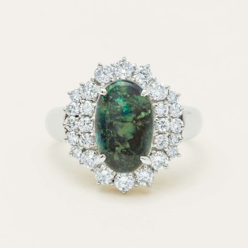 Deja Vu Platinum 1.67ct Opal & Diamond Cluster Ring - Ring - Walker & Hall