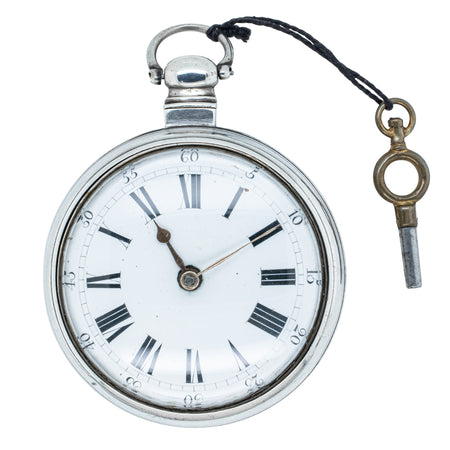Vintage Sterling Silver Pair-Cased Verge Fob Watch-Pocket Watch-Walker & Hall