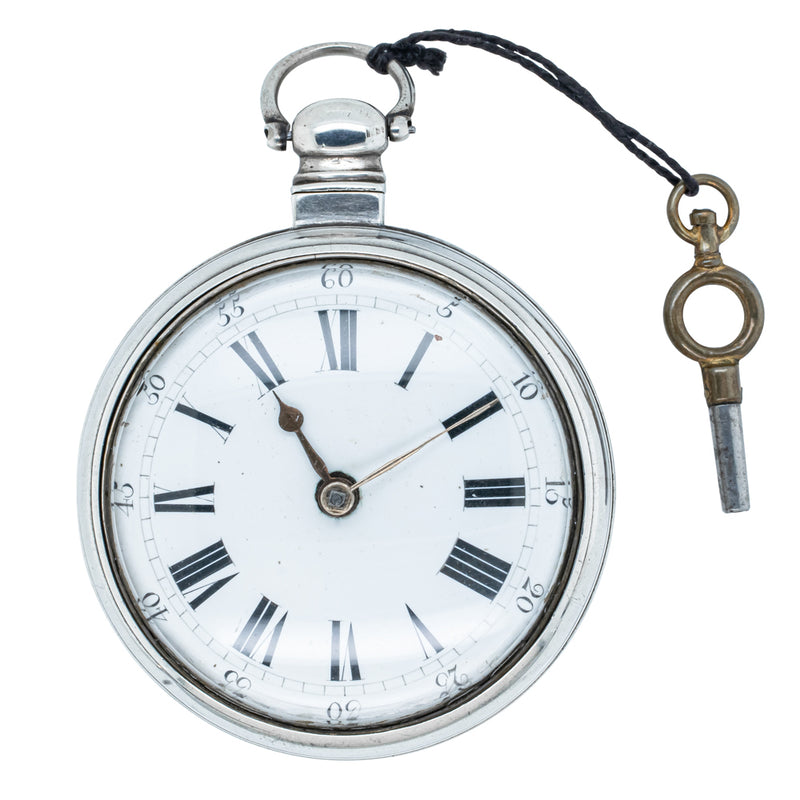 Vintage Sterling Silver Pair-Cased Verge Fob Watch-Pocket Watch-Walker & Hall
