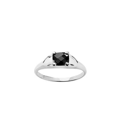 Karen Walker Mini Chequerboard Ring - Sterling Silver & Onyx-Ring-Walker & Hall