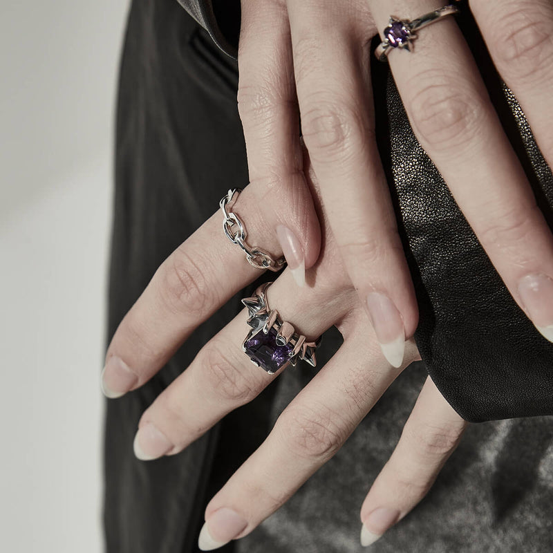 Stolen Girlfriends Club Facet Chain Ring - Sterling Silver-Ring-Walker & Hall