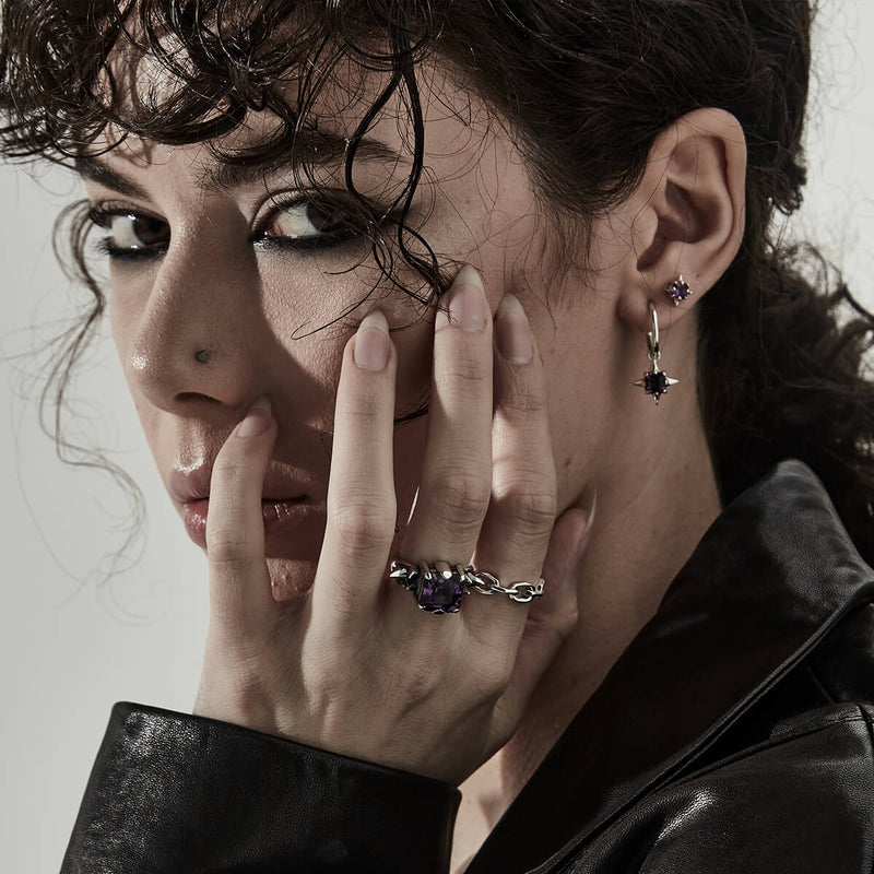 Stolen Girlfriends Club Facet Chain Ring - Sterling Silver-Ring-Walker & Hall