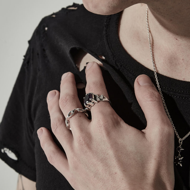 Stolen Girlfriends Club Facet Chain Ring - Sterling Silver-Ring-Walker & Hall