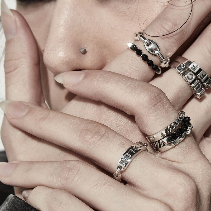 Stolen Girlfriends Club Stamped Ring - Sterling Silver-Ring-Walker & Hall