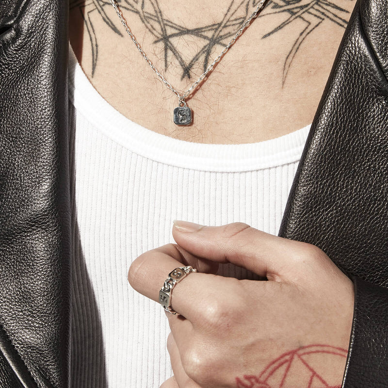 Stolen Girlfriends Club Multi S-Logo Tag Ring - Sterling Silver-Ring-Walker & Hall